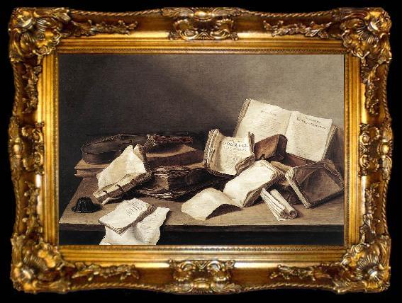 framed  Jan Davidsz. de Heem Still-Life of Books, ta009-2